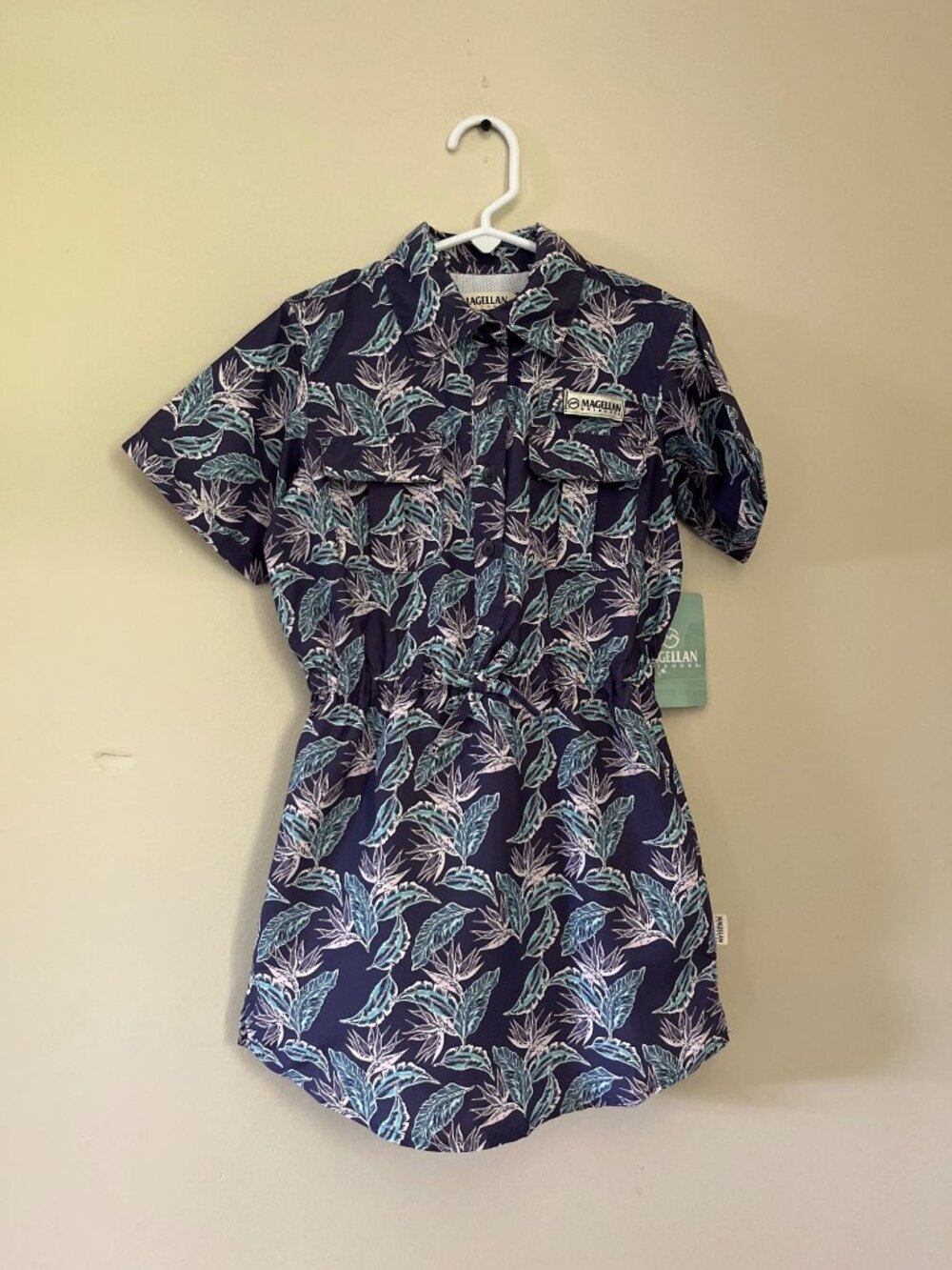 NWT Magellan Outdoors Girls XSmall (6-6X) Navy Blue Caddo Lake Printed Dress